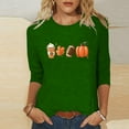 thumbnail image 2 of KIHOUT Hauts en Liquidation, Chemises à Manches 3/4 pour Femmes Blouse Imprimée Graphique d'Automne Col Rond T-shirts Décontractés Amples Chandails en Molleton Blouse, 2 of 4