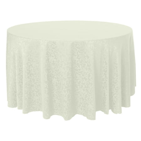 

Ultimate Textile (10 Pack) Somerset 96-Inch Round Damask Tablecloth - Jacquard Weave Scroll Design Ivory Cream