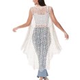 thumbnail image 4 of Boho Crochet Long Vest Top for Women Sleeveless Lace Cardigan Kimono Swimwear Cover Ups, 4 of 6