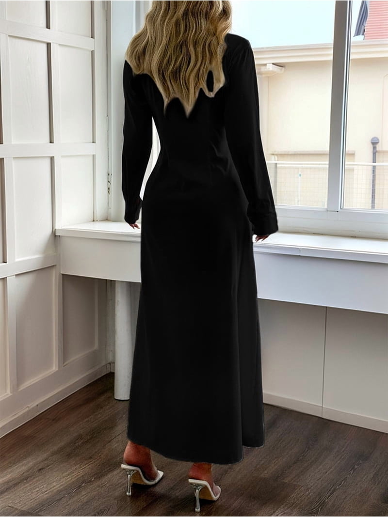 walmart black shirt dress Dresses for Women Casual Long Sleeve Button Down Maxi Dresses White XL Length 89cm/35.04 inch Color:brown BIN-122219-SC1 Women's Black Bootcut Dress