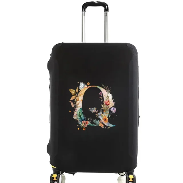 Housses de Valise Housse de Protection Valise de Voyage Anti-Rayures Housse Anti-Poussière Réutilisable Housse Anti-Poussière Lavable Motif Imprimé Floral Lettre 8floral Lettre Q L
