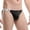 Black, variant on Men's Solid Elastic Tight Low Waisted Thong for Fitness Sports Comfortable Triangle Briefs, L, Black