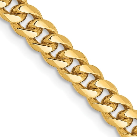 Diamond2Deal 14K Yellow Gold 4.25 mm Solid Miami Cuban Link Chain Necklace for Mens 22"