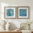 thumbnail image 5 of American Art Decor Sea Glass Shadowbox Set - 2-pc Aqua Teal Turquoise Square Seashell Wall Art, Champagne Frame on White Linen - Coastal Wall Decor for Living Room Bedroom Bathroom Office, 5 of 10