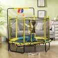 thumbnail image 2 of Qaba 4.6' Kids Trampoline with Basketball Hoop, Horizontal Bar, 55" Indoor Trampoline with Net, Small Springfree Trampoline Gifts for Kids Toys, Ages 3-10, 2 of 9