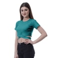 thumbnail image 3 of Moomaya Women Criss Cross Hem Top Short Sleeve Round Neck Tee Shirt Blouse Tops, 3 of 6