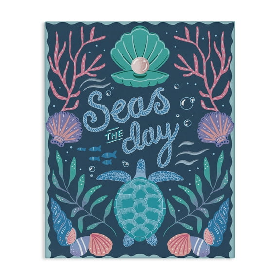 Stupell Industries Symmetrical Seas The Day Animals Painting Wrapped Canvas Art Print Wall Art, 16 x 20