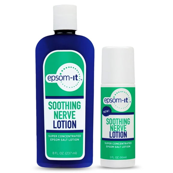 Epsom-It Soothing Nerve Lotion & Nerve Rollerball - Epsom Salt Magnesium Lotion, Topical Magnesium Cream with Capsaicin & Arnica to Provide Comfort for Legs, Knee and Feet, 8.0 oz.