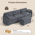 thumbnail image 5 of Sofa, L-Shaped Sofa Couch with Deep Seat and Movable Footrest Sofa for Office|Living Room, Gray, 5 of 8