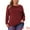 Burgundy, variant on DARING DIVA Women's Plus Crew Neck T Shirt with Front Tucks 1X Burgundy