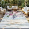 thumbnail image 3 of Fsddascl Spring Floral Outdoor Rug for Patio/Deck/Porch, Non-Slip Large Area Rug 4 x 6 Ft, Wildflower Pastoral Leaves Wooden Grain Indoor Outdoor Rugs Washable Area Rugs, Camping Rug Carpet, 3 of 5