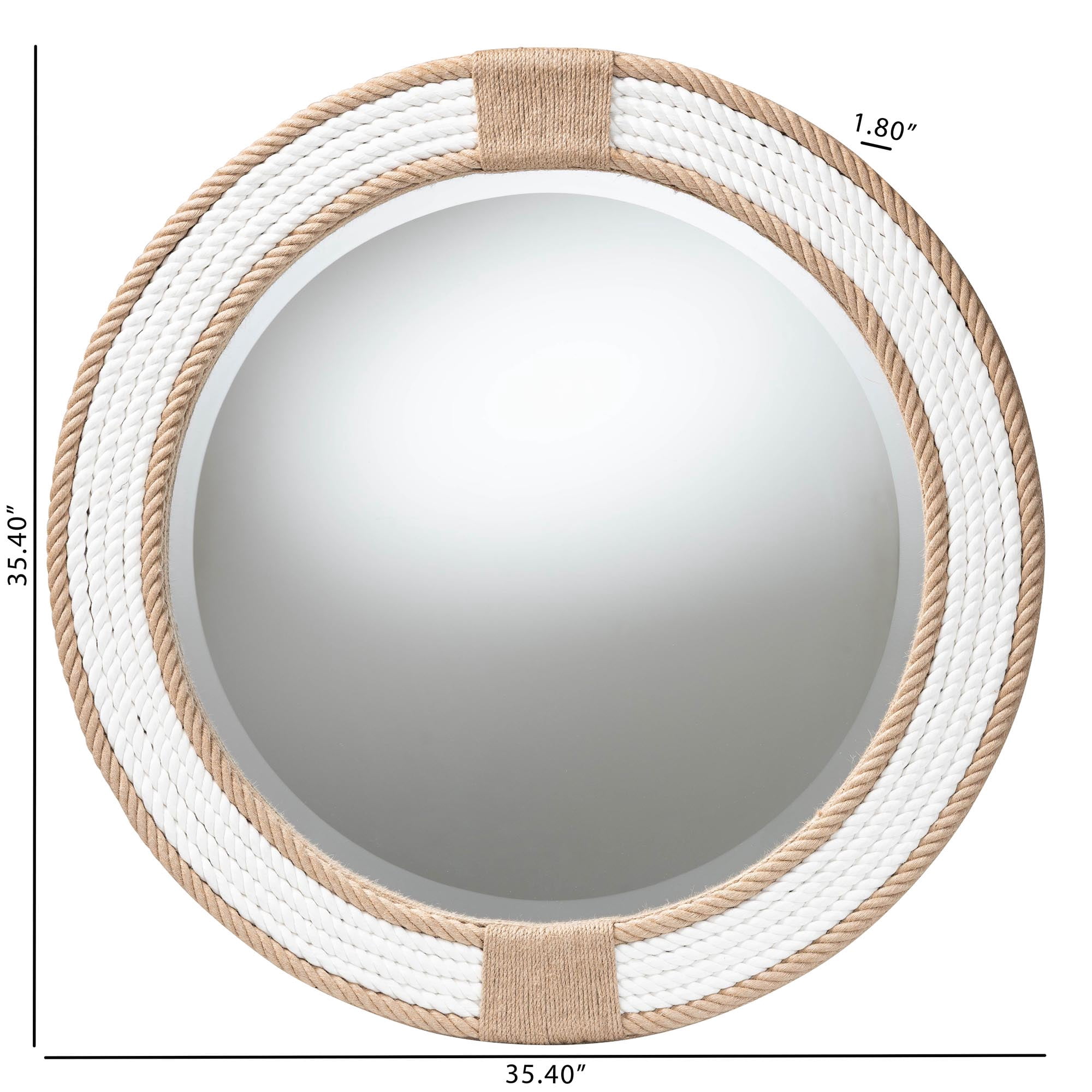 bali & pari Adita Boho Mirror, 35"W, Round, White