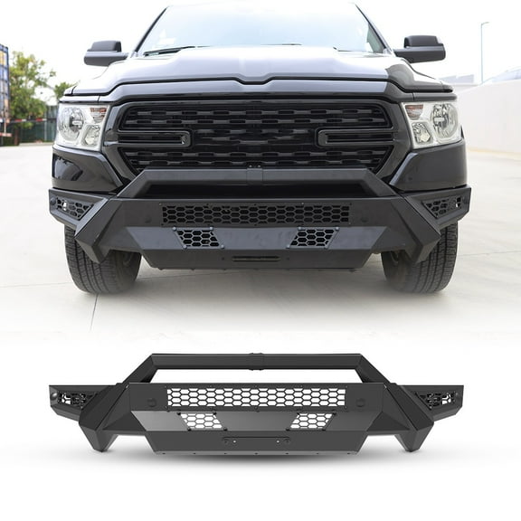 Modular 3 IN 1 Design Steel Front Bumper Side Wing Bull Bar For 2019-2024 RAM 1500(Exclude EcoDiesel,Rebel,TRX & Ram 1500 Classic)w/2*4" Pod lights