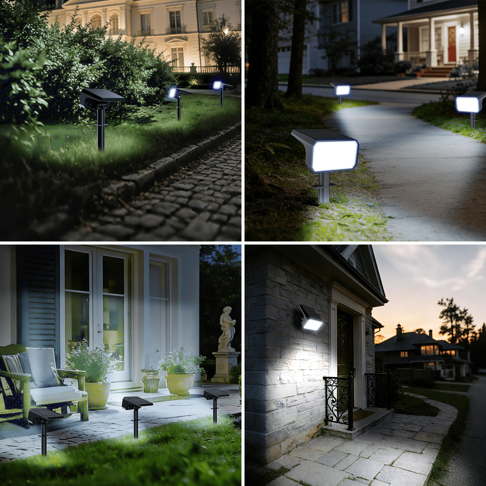 Nacinic Solar Spot Lights Outdoor [10 Pack, 108 LEDs, IP67] - 4 Modes & Auto On/Off. Bright Cold White Landscape Lights for Yard, Patio, Pathway.