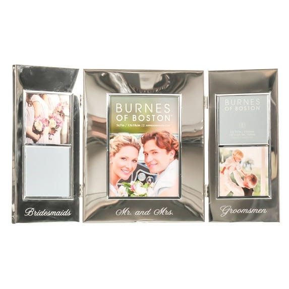 Burnes of Boston Silver Wedding Hinged Tabletop Collage Frame