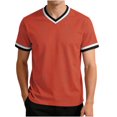 thumbnail image 2 of Men's Short Sleeve V Neck T-Shirt Athletic Mesh Performance Workout Tops Striped Quick Dry Moisture Wicking Tee Breathable Jersey Style Fitness Shirt for Jogging, 2 of 7