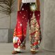 thumbnail image 1 of Puntoco Pantalones sueltos casuales vintage con estampado navideño para mujer Pantalones de pierna ancha casuales Pantalones Puntoco Puntoco-3941, 1 of 8