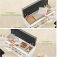 thumbnail image 6 of Shoe Bench with Lift Top Storage, Entryway Bench with Padded Seat Cushion, Shoe Storage Bench with 2 Adjustable Shelves, for Entryway, Living Room, Bedroom, White, 6 of 9