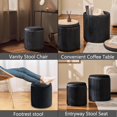 thumbnail image 6 of Round Set of 2 Ottoman with Storage-Upholstered Velvet Vanity Stool for Makeup Multifunctional Ottomans Coffee Table Padded Seat Foot Rest for Living Room&Bedroom (Black), 6 of 7