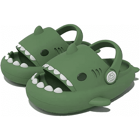 

Wish Boys Girl Cloud Shark Slides Non-Slip Novelty Open Toe Sandals Extremely Comfy Cushioned Thick Sole Cute Cartoon Shower Slippers Indoor & Outdoor Dark Green 2 Size: 200 S722