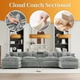 thumbnail image 4 of Aukfa 141" U Shaped Cloud Couch Oversized 6 Seat Sectional Sofa with USB&Cupholdes Storage Console for Living Room, Corduroy, Light Gray, 4 of 10
