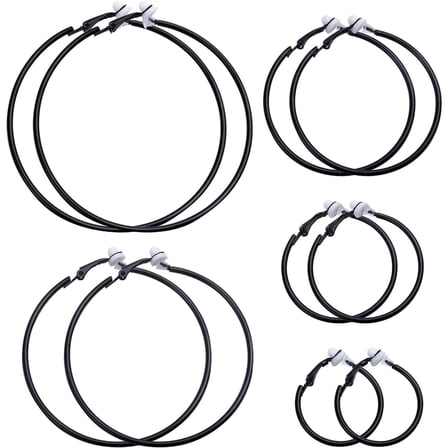 5 Pairs Blak Clip on Earrings Hoop Non Piercing Women Clip Earrings for Women, 5 Sizes