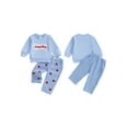 thumbnail image 2 of BemeyourBBs Toddler Baby Boys Girls Valentines Day Outfit Fall Winter Spring Clothes Lover Boy Embroidery Long Sleeve Pullover Crewneck Sweatshirt Heart Plaid Pants Cute 2Pcs Clothing Set, 2 of 9