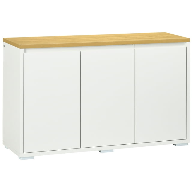 HOMCOM Armoire de Rangement Buffet Bahut avec 3 Portes Blanc
