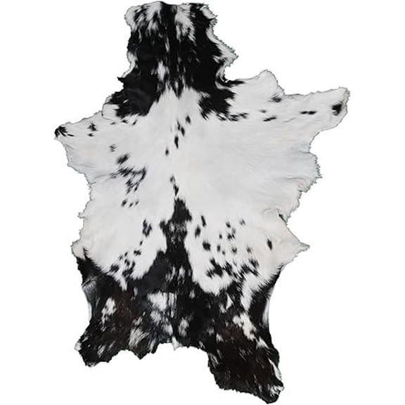 Premium Brown and White Goat Hide Rug | 100% Genuine Hair-On Leather for Rustic Living Spaces