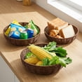 thumbnail image 3 of Serving Baskets Set of 3, Round Poly Wicker Bread and Fruit Basket for Food, Washable Storage Bowls for Kitchen Counter, 3 of 10