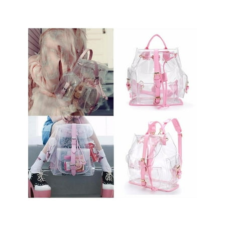 Women Girl Clear Plastic Transparent Backpack School Travel Hiking Bag Satchel