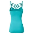 thumbnail image 3 of URBAN DAIZY Women's Seamless Triple Criss Cross Front Cami Top Lattice Strappy Tank Spaghetti Strap Camisole Undershirt A33_6660 Ash Mint S/M, 3 of 7