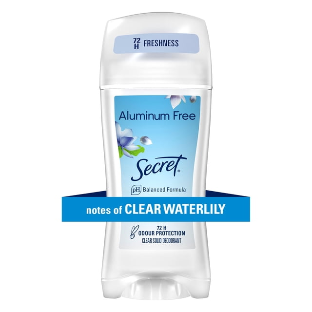 Secret Aluminum Free Clear Solid, Clear Waterlily Scent, 68g