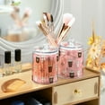 thumbnail image 3 of Yayeee 4 Pack Qtip Holder Bathroom Cotton Swab Canister with Lid Clear Dispenser Set, Brown Hand Drawn Cups, 3 of 6