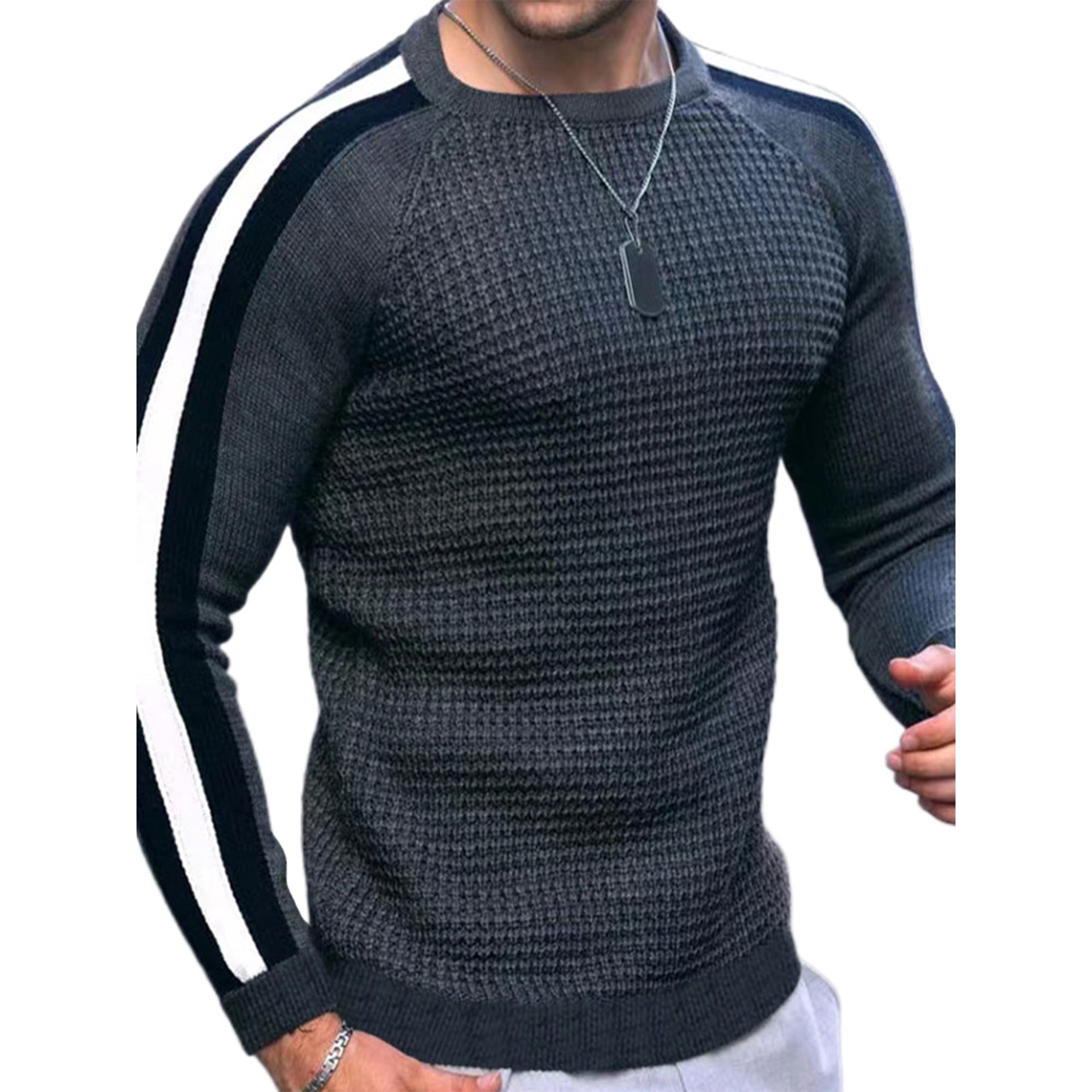 MAWCLOS Men Jumper Raglan Sleeve Knitwear Knit Knitted Tops Warm - Main Image