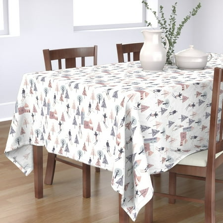 

Cotton Sateen Tablecloth 70 x 120 - Happy Skiing Modern Scandinavian Winter Fun Art Scandi Snow Trendy Sports Ski Outdoors Christmas Print Custom Table Linens by Spoonflower