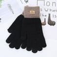 thumbnail image 2 of JFGHDG Winter Gloves Plush Lined Gloves for Warm Styling Solid Color Knit Gloves for Typing Soft Gloves for Daily Wear Cable Knit Gloves for Household Work Black One Size, 2 of 5