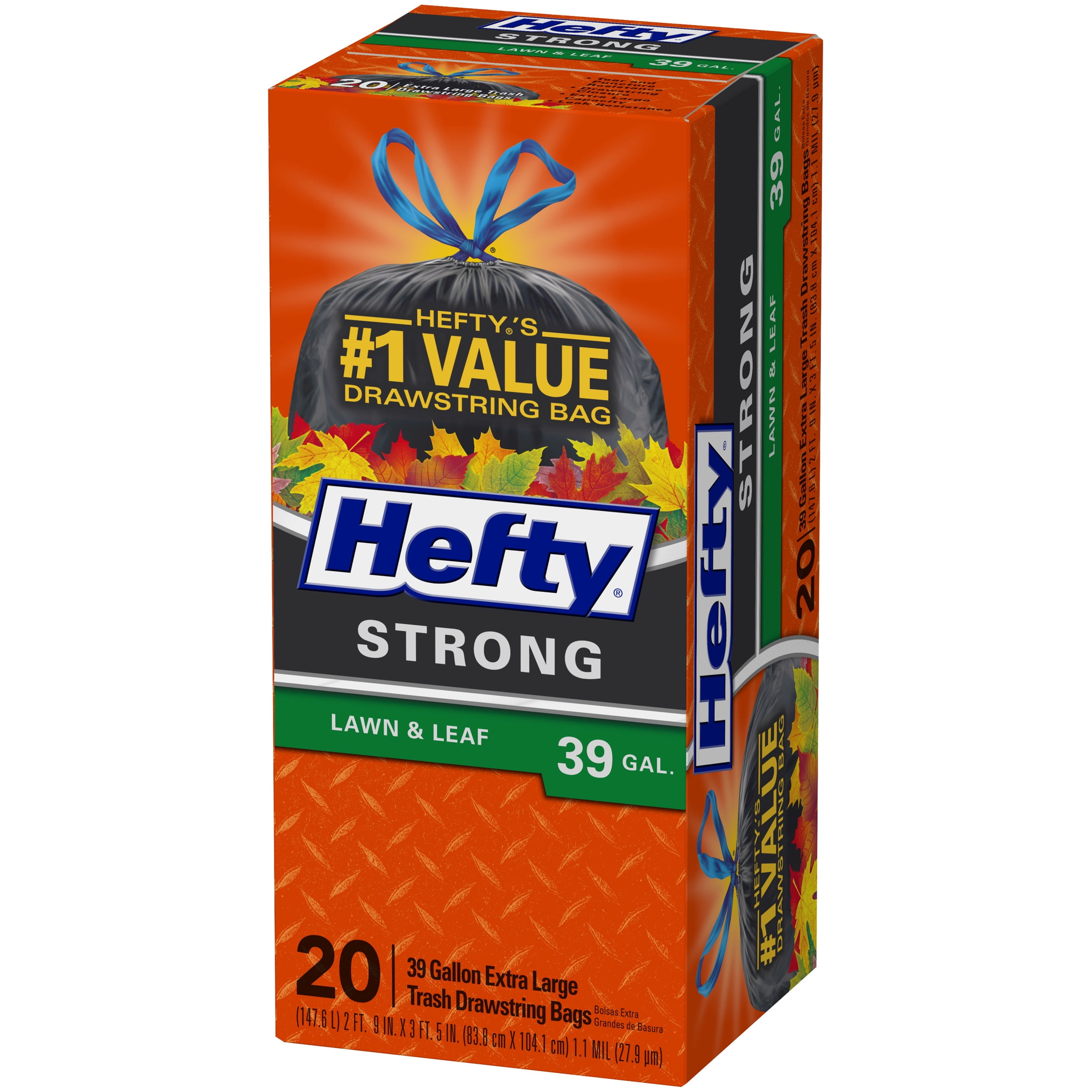 Original Hefty Strong Lawn & Leaf Trash Bags Pack of 1 38 Count 39 Gallon 