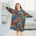 thumbnail image 5 of FORMRS Wearable Blanket Hoodie with Sleeves for Kids Cozy Flannel Sweatshirt, Vibrant Dragon Scales Pattern, 5 of 7
