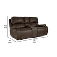 thumbnail image 5 of Benjara Talo 79" Console Power Recliner Loveseat- Cupholders Brown Faux Leather, 5 of 7