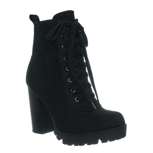 report block heel combat boot