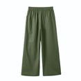 thumbnail image 7 of LYHaoo Girls Linen Pants Summer Casual Wide Leg Elastic Waist Drawstring Long Pants Kids Back to School Outfits(Green), 7 of 7