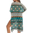 thumbnail image 5 of HELLHERO Multi-layer Diamonds Long Kimono Swimsuit Cover Up Breathable Polyester Casual Loose Bathing Suit Cover Up, 5 of 6