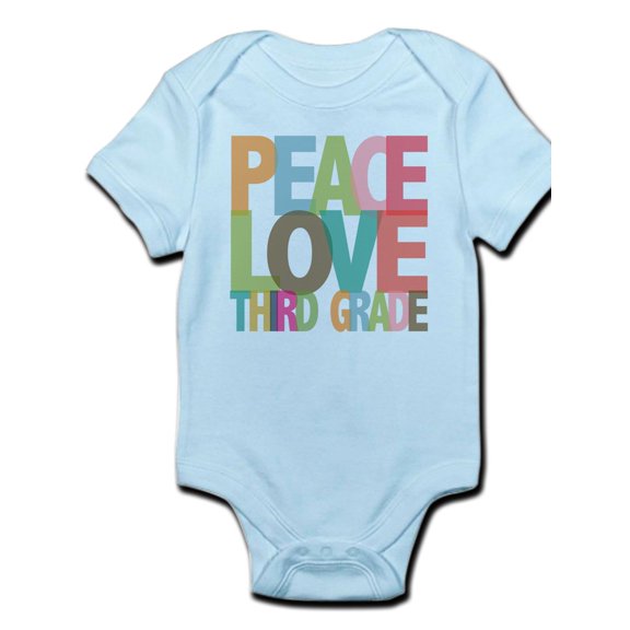CafePress - Peace Love Third Grade Infant Bodysuit - Baby Light Bodysuit