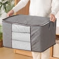 thumbnail image 5 of Bolsa de almacenamiento no tejida, almacenamiento de ropa plegable con cremallera y asa, bolsa de almacenamiento debajo de la cama para edredones, almohadas, ropa, mantas, gris, 5 of 5
