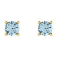 thumbnail image 3 of Clara Pucci 0.2Ct Blue Round Cut VVS1 Push Back Stud 14k Solid hypoallergenic Gold Designer Earrings For April, 3 of 7
