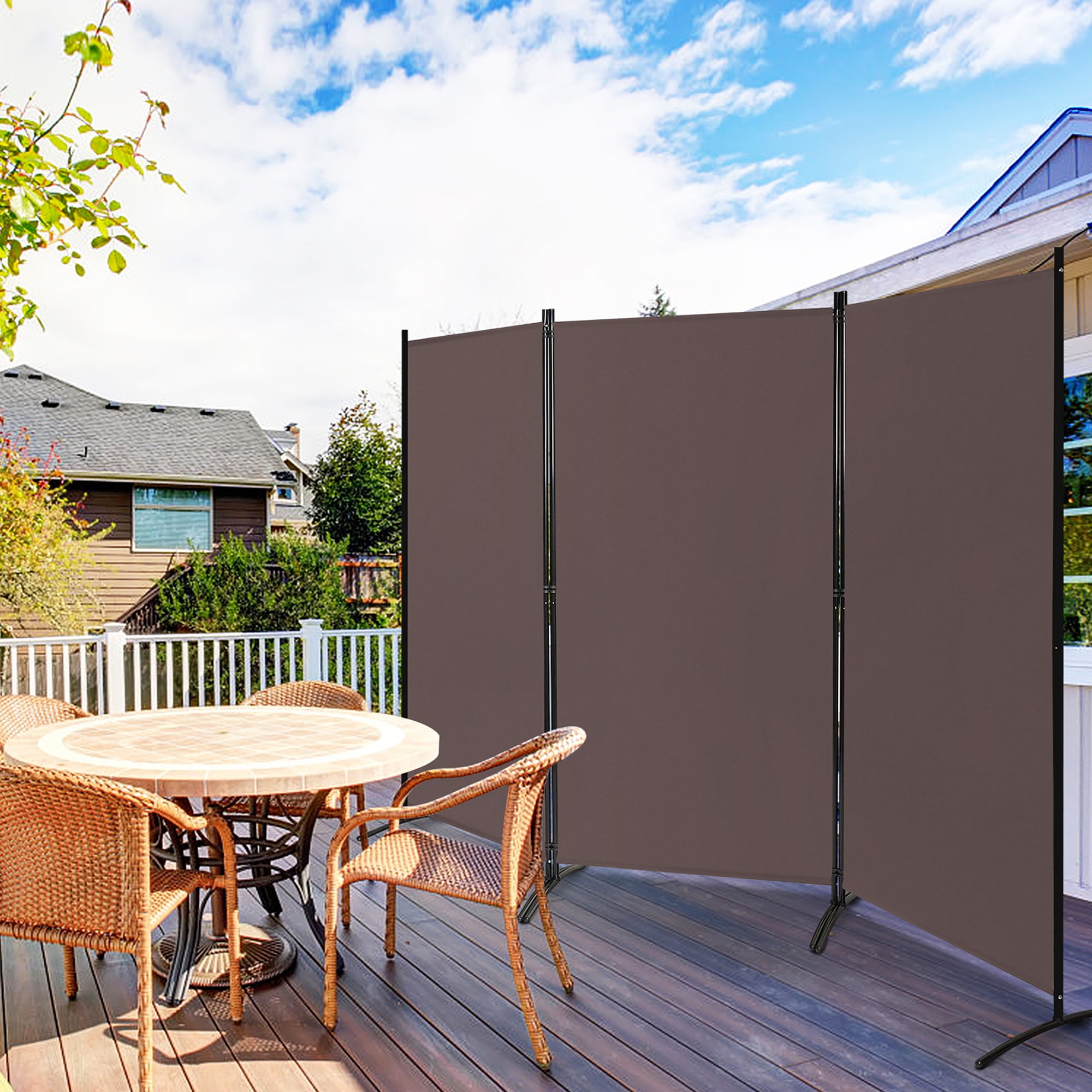Costway 3-Panel Room Divider Folding Privacy Partition Screen for Office Room Brown