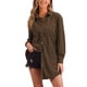 thumbnail image 1 of Camisas de pana Allegra K para mujeres, con botones, de manga larga, blusas casuales y holgadas, marrón, XS, 1 of 6