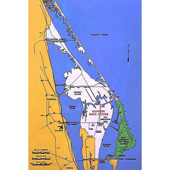 History Galore Cape Canaveral Map 24” x 36” Poster