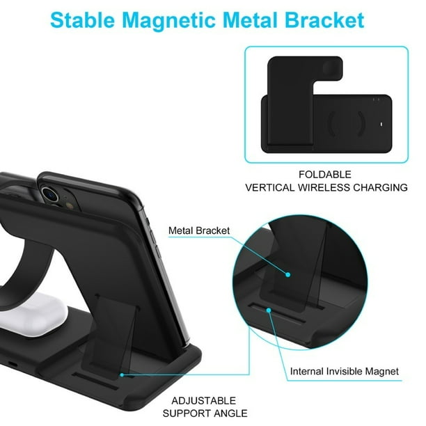 HOTBEST 15W Qi Wireless Charger Pad Phone Charger 4 In 1 USB Fast Charging Dock Station for Airpods Apple Watch Iphone X XS XR 8plus 8 Samsung S10 S9 S8 S7 Note 9 8 5